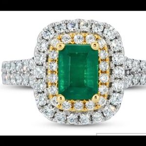 Le Vian Costa Smeralda Emerald 7/8 CT T.W/ SI 1 H Diamond 18k Honey Gold Ring 7